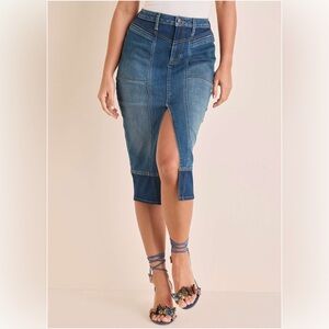 Denim Midi Skirt - Medium & Dark Wash
VENUS